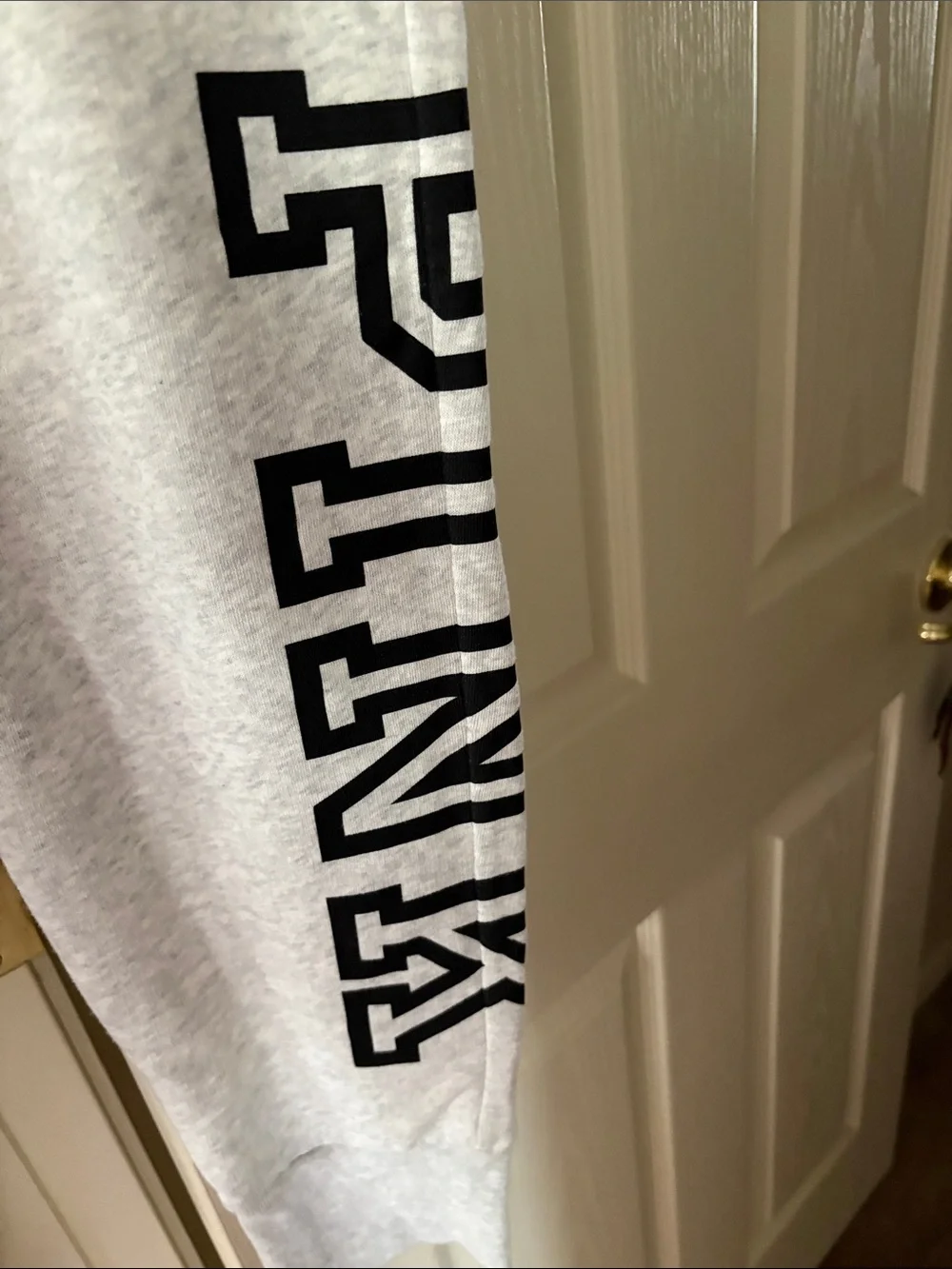 PINK Victoria's Secret Light Gray Joggers with Black Drawcord